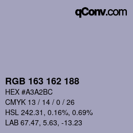 Color code: RGB 163 162 188 | qconv.com