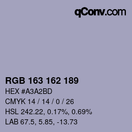 Color code: RGB 163 162 189 | qconv.com