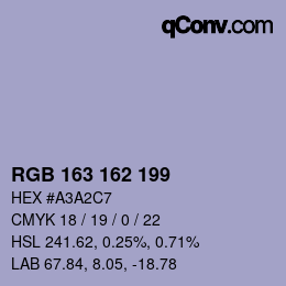 カラーコード: RGB 163 162 199 | qconv.com