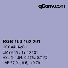 Color code: RGB 163 162 201 | qconv.com