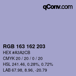 Color code: RGB 163 162 203 | qconv.com