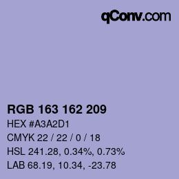 Color code: RGB 163 162 209 | qconv.com