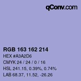 カラーコード: RGB 163 162 214 | qconv.com