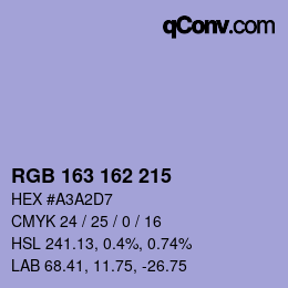 カラーコード: RGB 163 162 215 | qconv.com