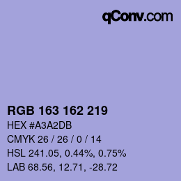 Código de color: RGB 163 162 219 | qconv.com