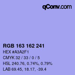 Color code: RGB 163 162 241 | qconv.com