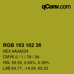 Color code: RGB 163 162 36 | qconv.com