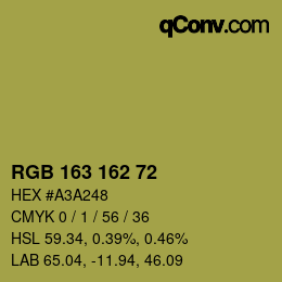 Color code: RGB 163 162 72 | qconv.com