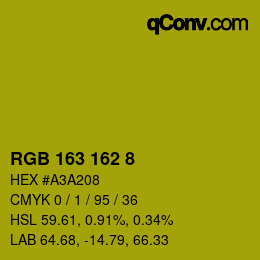 Color code: RGB 163 162 8 | qconv.com