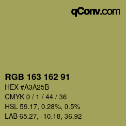 Color code: RGB 163 162 91 | qconv.com