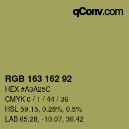 カラーコード: RGB 163 162 92 | qconv.com