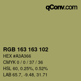 Color code: RGB 163 163 102 | qconv.com