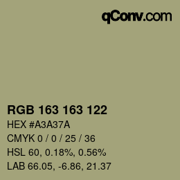 Color code: RGB 163 163 122 | qconv.com