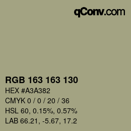 Color code: RGB 163 163 130 | qconv.com