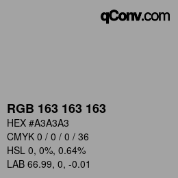 カラーコード: RGB 163 163 163 | qconv.com