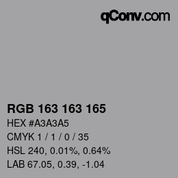 Color code: RGB 163 163 165 | qconv.com