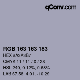 Color code: RGB 163 163 183 | qconv.com