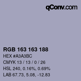 Color code: RGB 163 163 188 | qconv.com