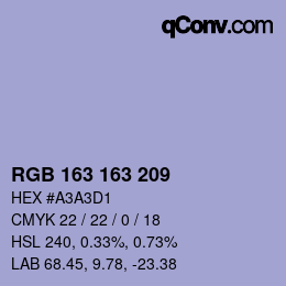 Color code: RGB 163 163 209 | qconv.com