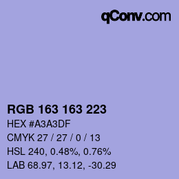 Color code: RGB 163 163 223 | qconv.com