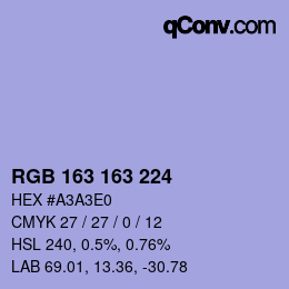 Color code: RGB 163 163 224 | qconv.com