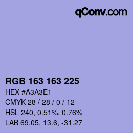 Color code: RGB 163 163 225 | qconv.com