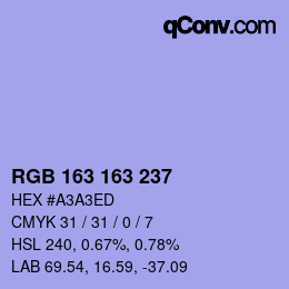 Color code: RGB 163 163 237 | qconv.com