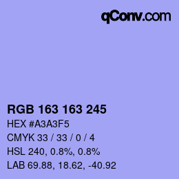 Farbcode: RGB 163 163 245 | qconv.com