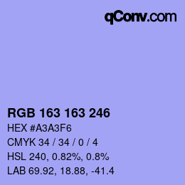 Color code: RGB 163 163 246 | qconv.com