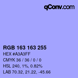 Color code: RGB 163 163 255 | qconv.com