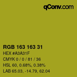 Color code: RGB 163 163 31 | qconv.com