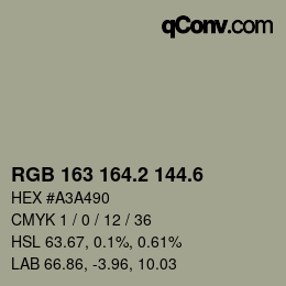 カラーコード: RGB 163 164.2 144.6 | qconv.com