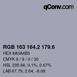 カラーコード: RGB 163 164.2 179.6 | qconv.com