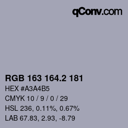 Color code: RGB 163 164.2 181 | qconv.com