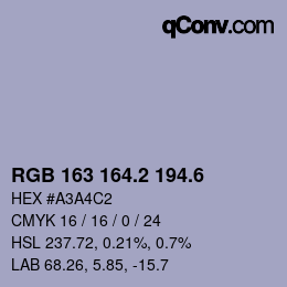 カラーコード: RGB 163 164.2 194.6 | qconv.com