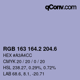 カラーコード: RGB 163 164.2 204.6 | qconv.com