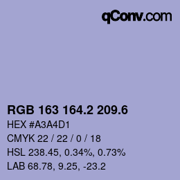 カラーコード: RGB 163 164.2 209.6 | qconv.com