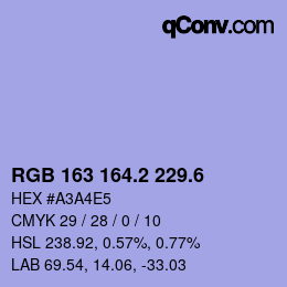 カラーコード: RGB 163 164.2 229.6 | qconv.com