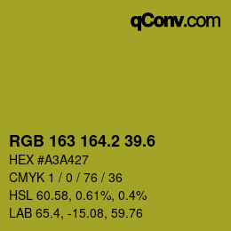 カラーコード: RGB 163 164.2 39.6 | qconv.com