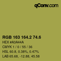 カラーコード: RGB 163 164.2 74.6 | qconv.com