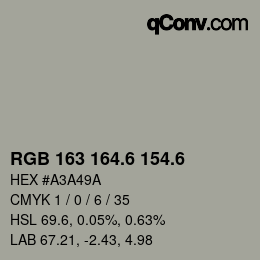 カラーコード: RGB 163 164.6 154.6 | qconv.com