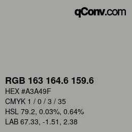 カラーコード: RGB 163 164.6 159.6 | qconv.com