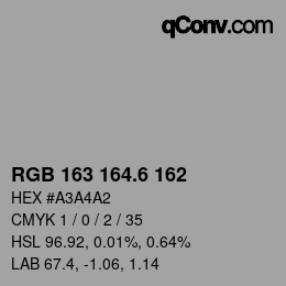 カラーコード: RGB 163 164.6 162 | qconv.com
