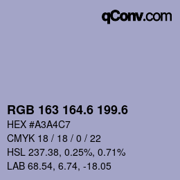 カラーコード: RGB 163 164.6 199.6 | qconv.com