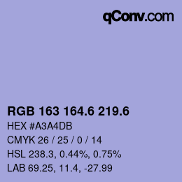 カラーコード: RGB 163 164.6 219.6 | qconv.com
