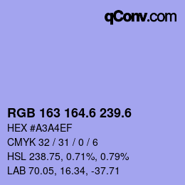 カラーコード: RGB 163 164.6 239.6 | qconv.com