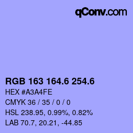カラーコード: RGB 163 164.6 254.6 | qconv.com