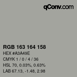 Color code: RGB 163 164 158 | qconv.com