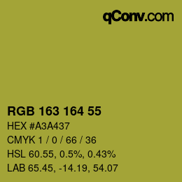 Farbcode: RGB 163 164 55 | qconv.com