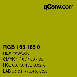 Color code: RGB 163 165 0 | qconv.com